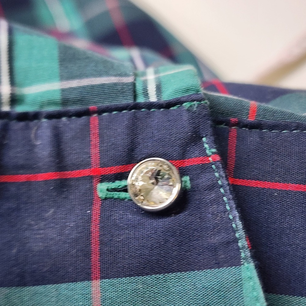 Talbots Top Women's 16P Black Watch Scottish Tartan Plaid Navy Green Red Popover - Picture 5 of 9